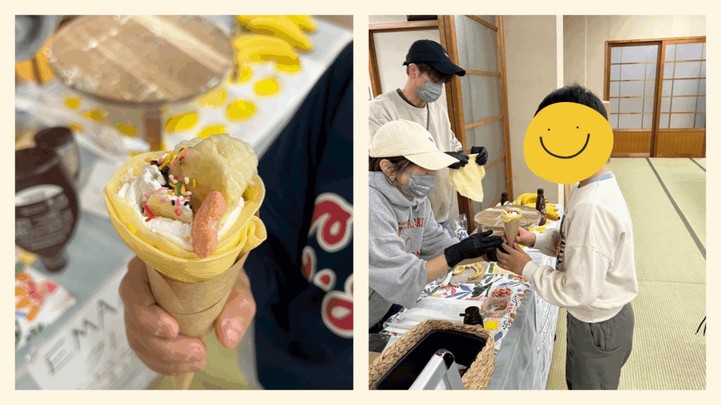 EMAnoOKINIIRIが提供したクレープとそれを受け取る子ども画像