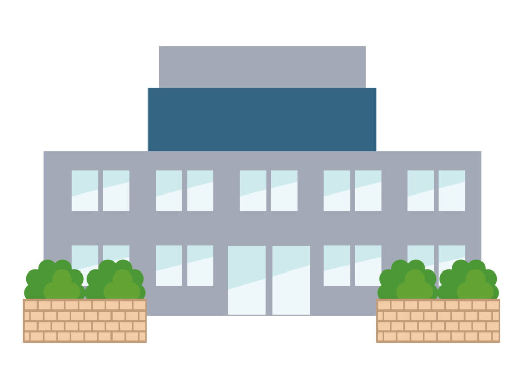 役所（保健所）をイメージできる建物のイラスト